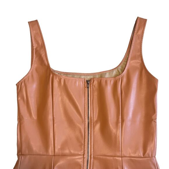 NWT n:PHILANTHROPY Nuevo Vegan Leather Sleeveless Mini Dress in Camel Sz M - Picture 8 of 11